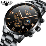 LIGE Chronograph Men Sports black Watches